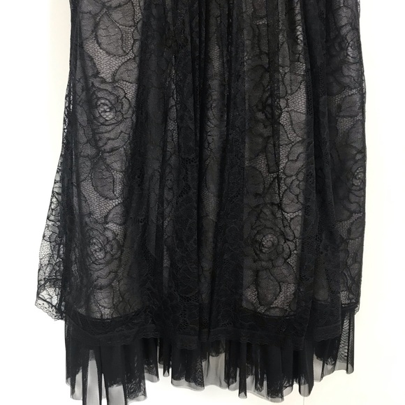 BCBG MAXAZRIA Black Pink Floral Lace Tulle Dress - Picture 4 of 8